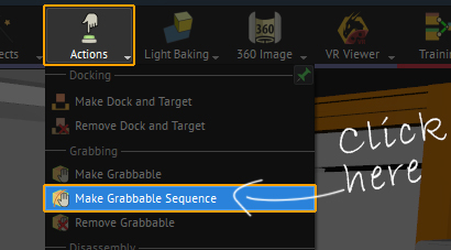 From actions, select make grabbable sequence.