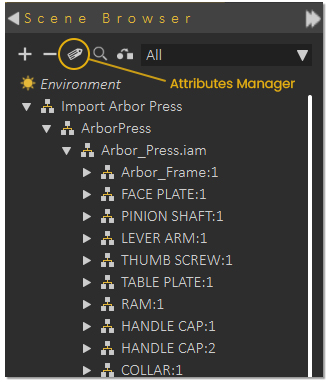 Attributes manager access button